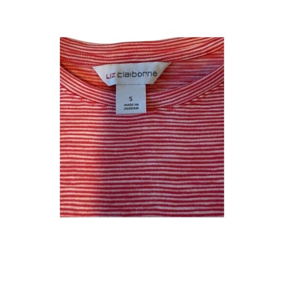 Liz Claiborne Tee Women’s Size Small Teaberry Striped NWT Perfect for Spring - Picture 3 of 6
